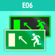 Знак E06 «Направление к эвакуационному выходу налево вверх» (фотолюм. пластик, 300х150 мм)